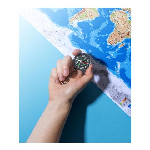 Porte-clés boussole noir | sans marquage | non disponible | non disponible