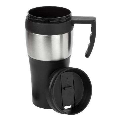 Mug isotherme en acier inoxydable noir/argent | sans marquage | non disponible | non disponible
