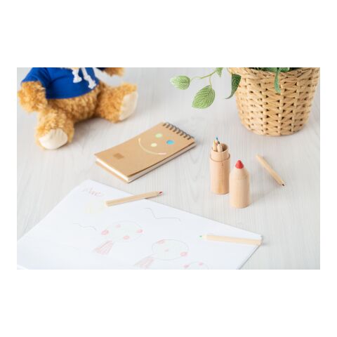 Tube en bois de 6 crayons marron | sans marquage | non disponible | non disponible