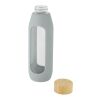 Bouteille Tidan de 600&nbsp;ml en verre borosilicate avec grip en silicone Standard | Gris | sans marquage | non disponible | non disponible