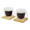 Tasse Manti 2 pièces en verre à double paroi de 250 ml avec sous-verre en bambou Standard | Translucide-Naturel | sans marquage | non disponible | non disponible