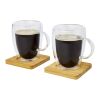 Tasse 2 pièces Manti de 350 ml à double paroi en verre avec sous-verre en bambou Standard | Translucide-Naturel | sans marquage | non disponible | non disponible
