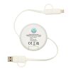 Câble rétractable 5 en 1 Chechia de 100&nbsp;cm en plastique recyclé pour la synchronisation des données et la charge rapide de 45 W Standard | Blanc | sans marquage | non disponible | non disponible