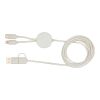 Câble 5 en 1 Chechia en plastique recyclé de 150&nbsp;cm pour la synchronisation des données et la charge rapide de 27&nbsp;W avec détails en bambou Standard | Blanc | sans marquage | non disponible | non disponible
