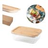 PORTOBELLO. Lunch Box. Boîte hermétique en verre borosilicaté et couvercle en bambou 1000 mL Beige | sans marquage