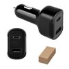 DIRAC. Adaptateur allume-cigare avec port USB-A 18W et USB-C 20W en 100% rABS Noir | sans marquage