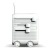 Chariot adaptateur universel GaN Xoopar Luggie pour voyages internationaux Blanc | Tampographie 1 couleur | face avant | 25 mm x 10 mm