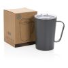 Mug moderne en acier inoxydable recyclé RCS avec couvercle antracite | sans marquage | non disponible | non disponible