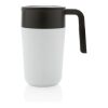 Tasse en acier inoxydable et PP recyclé GRS avec poignée Blanc | sans marquage | non disponible | non disponible