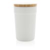 Mug 300ml en PP recyclé GRS avec couvercle en bambou FSC® blanc | sans marquage | non disponible | non disponible