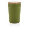 Mug 300ml en PP recyclé GRS avec couvercle en bambou FSC® vert | sans marquage | non disponible | non disponible
