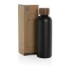 Bouteille iso en acier inoxydable recyclé certifiée RCS Wood noir | sans marquage | non disponible | non disponible