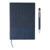 Set de cuaderno de PU reciclado (A5) y bolígrafo Tarek bleu