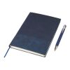 Set de cuaderno de PU reciclado (A5) y bolígrafo Tarek bleu