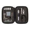 Boîte à outils de 23 pièces dans un étui zippé en PU. noir