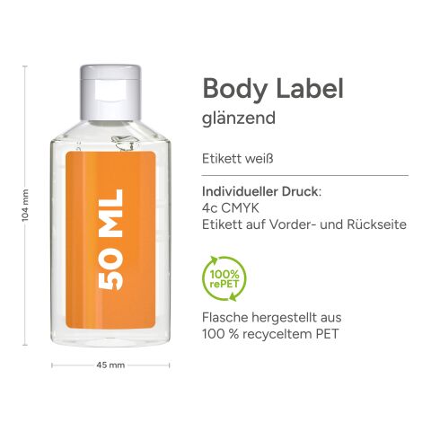 Bouteille de 50 ml - Gel Douche Rosmarin-Gingembre - Body Label Transparent | sans marquage