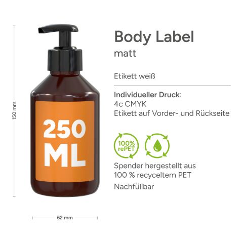 Distributeur 250 ml - Savon Liquide Gingembre-Citron Vert - Body Label Brun | sans marquage