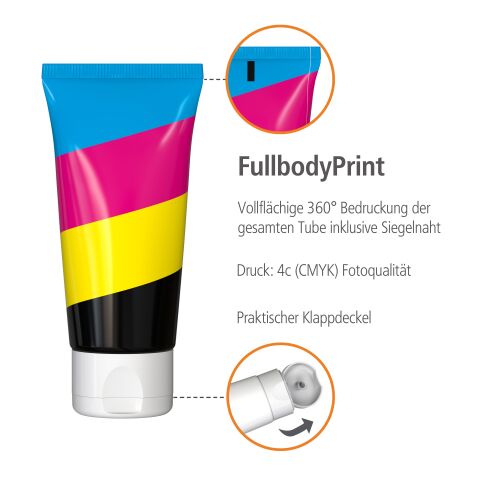 Tube de 50 ml - Gel Douche Gingembre-Citron Vert - FullbodyPrint Blanc | sans marquage