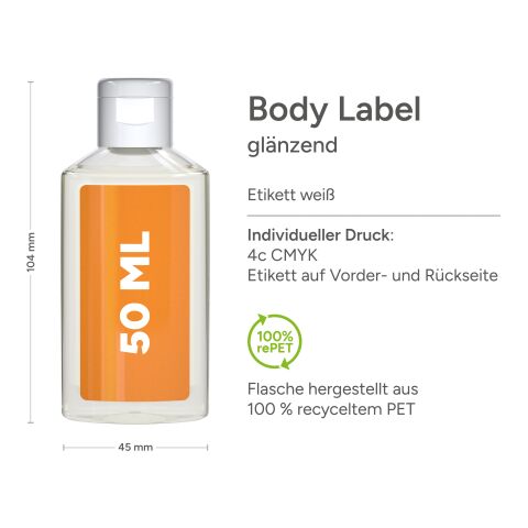 Bouteille de 50 ml - Désinfectant pour les main - Body Label Transparent | sans marquage