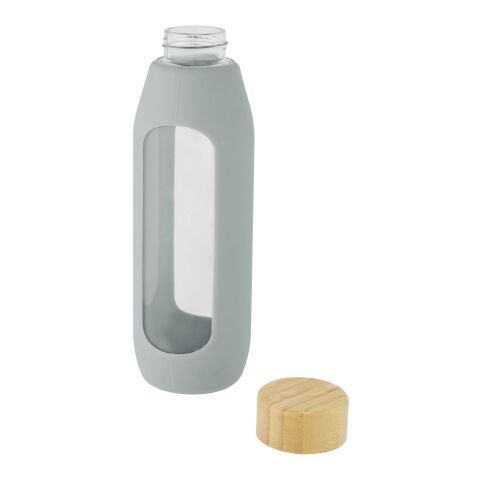 Bouteille Tidan de 600&nbsp;ml en verre borosilicate avec grip en silicone Standard | Gris | sans marquage | non disponible | non disponible