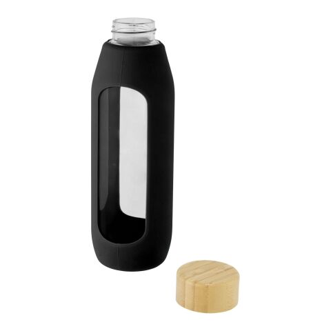 Bouteille Tidan de 600&nbsp;ml en verre borosilicate avec grip en silicone Standard | Noir | sans marquage | non disponible | non disponible