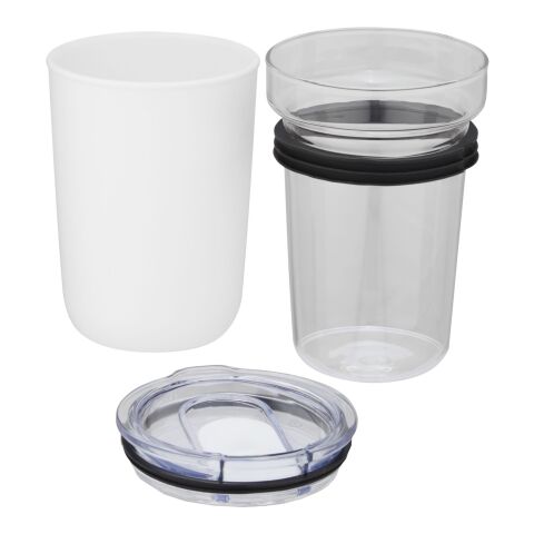 Gobelet en verre Bello de 420 ml avec paroi extérieure en plastique recyclé Standard | Blanc | Not applicable | sans marquage | non disponible | non disponible