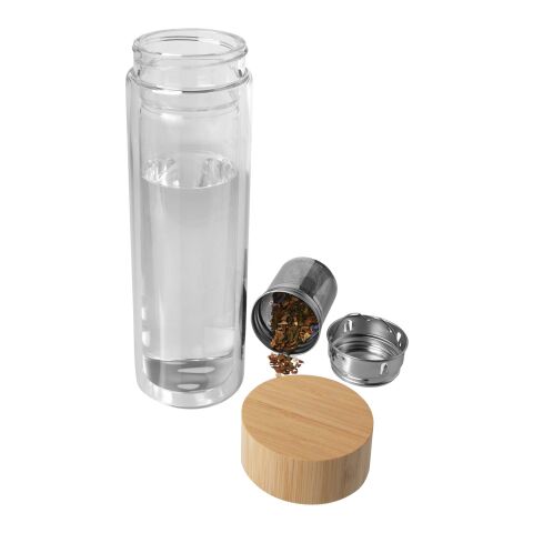 Bouteille à infusion Bailey en verre borosilicate de 400 ml avec couvercle en bambou Standard | Blanc | sans marquage | non disponible | non disponible