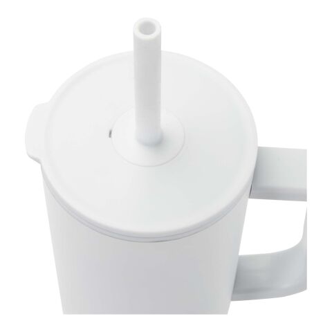 Gobelet isotherme Brady 900&nbsp;ml certifié RCS avec paille en silicone Standard | Blanc | sans marquage | non disponible | non disponible