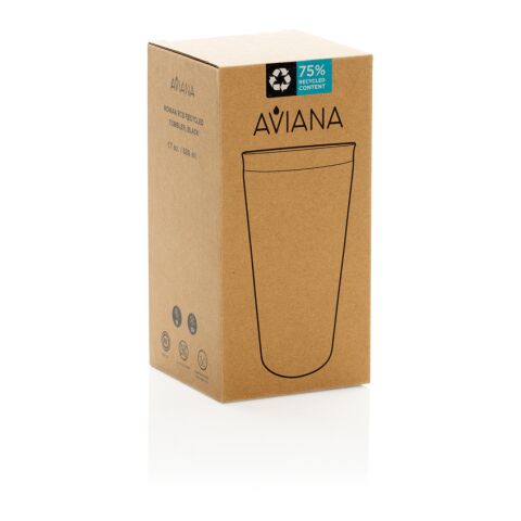 Mug 500ml en acier recyclé RCS Aviana™ Rowan noir | sans marquage | non disponible | non disponible