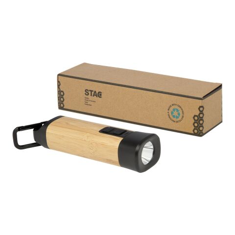 Torche en plastique recyclé avec mousqueton Kuma en bambou/RCS Standard | Naturel | sans marquage | non disponible | non disponible