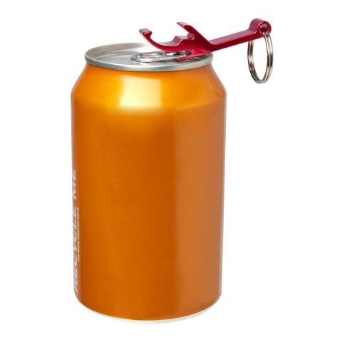 Ouvre-bouteille et canette Tao en aluminium recyclé certifié RCS avec porte-clés Standard | Rouge | sans marquage | non disponible | non disponible
