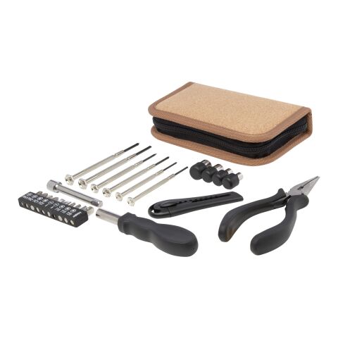 Ensemble d&#039;outils Spike 24 pièces en plastique recyclé certifié RCS avec pochette en liège Standard | Naturel | sans marquage | non disponible | non disponible