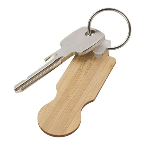 Porte-clés Ronan en bambou avec jeton pour chariot Standard | Naturel | sans marquage | non disponible | non disponible