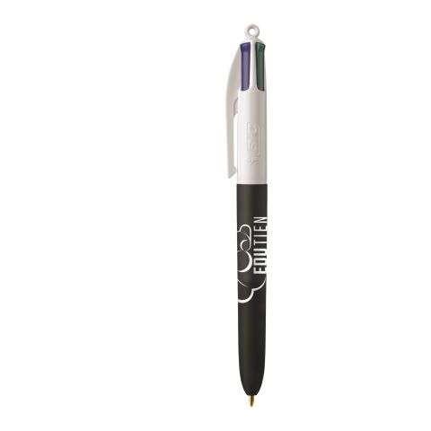 BIC® 4 Colours Soft Blanc-Noir | Sérigraphie 1 couleur | Corps-centré clip | 30.00 mm x 43.00 mm