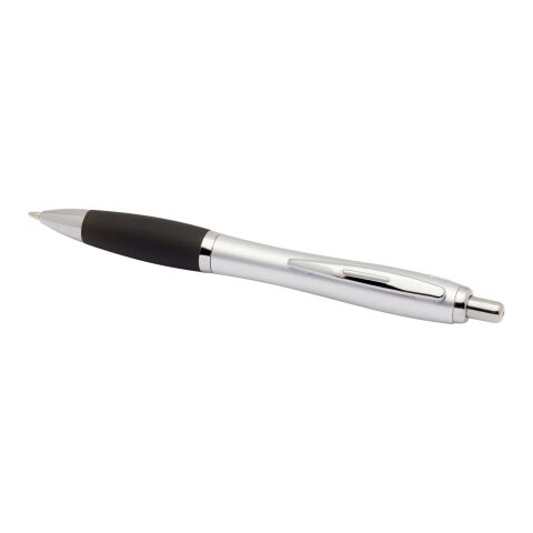 Stylo bille RCS en plastique recyclé avec corps argenté et grip coloré (encre noire) Nash Standard | Noir | sans marquage | non disponible | non disponible