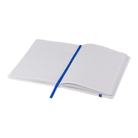 Carnet de notes Spectrum blanc avec élastique coloré A5 - pages lignées Standard | Blanc-Bleu royal | sans marquage | non disponible | non disponible | non disponible