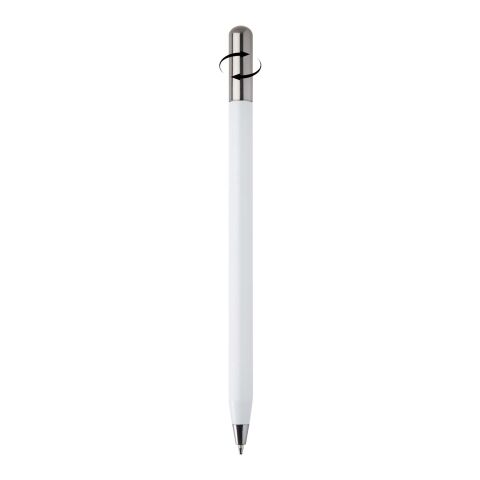 Stylo à bille à mécanisme rotatif SMART en aluminium recyclé (encre noire) blanc