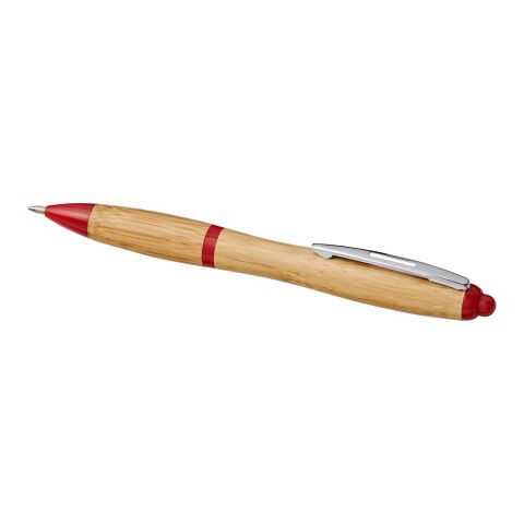 Stylo bille Nash en bambou Prioritaire | Naturel-Rouge | Tampographie 1 couleur | Sur toute la longueur du corps | 60 mm x 6 mm