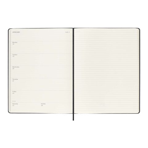 Agenda XL hebdomadaire 12&nbsp;mois Moleskine à couverture rigide Standard | Noir | sans marquage | non disponible | non disponible