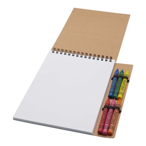 Carnet de notes à spirales Doodle A5 à couverture souple et set de crayons gras Standard | Naturel | sans marquage | non disponible | non disponible