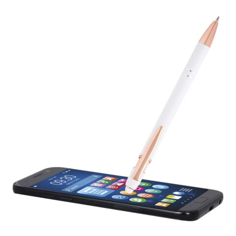 Stylo bille Nanna avec finition or rose (encre bleue) Standard | blanc | sans marquage | non disponible | non disponible