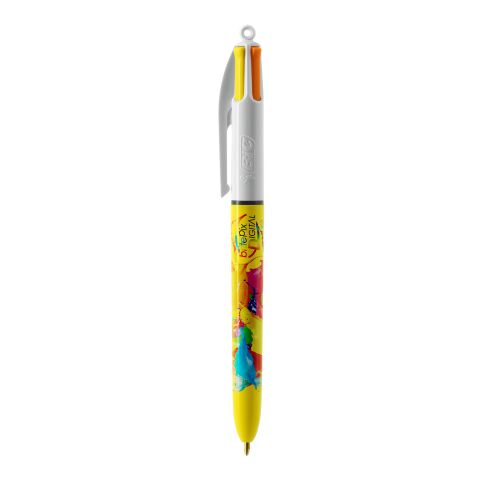 BIC® 4 Couleurs Sun Blanc-jaune | Sérigraphie 1 couleur | Corps-Centré clip | 30.00 mm x 43.00 mm
