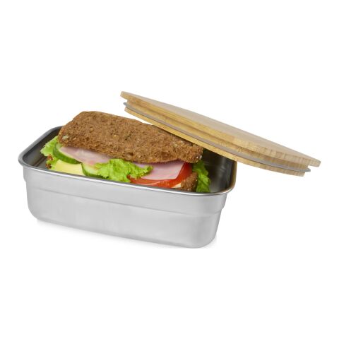 Boîte repas Tite en acier inoxydable avec couvercle en bambou Standard | Naturel-Argent | sans marquage | non disponible | non disponible