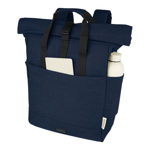 Sac à dos pour ordinateur portable Joey de 15 L en toile recyclée GRS 15 pouces avec dessus enroulable Standard | Deep blue | sans marquage | non disponible | non disponible | non disponible