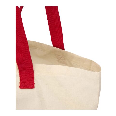 Sac shopping Sierra pliable en coton recyclé GRS 140&nbsp;g/m2 7&nbsp;L Standard | Naturel-Rouge | sans marquage | non disponible | non disponible | non disponible