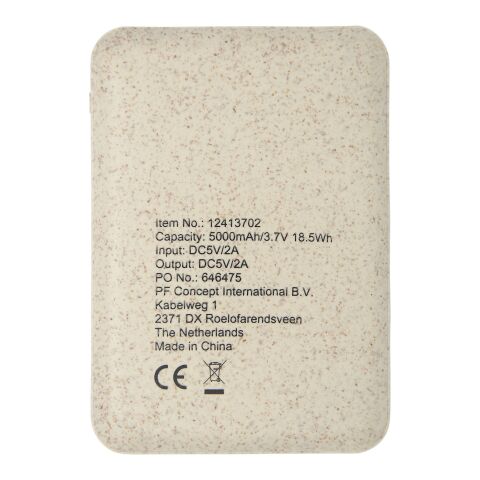 Batterie de secours Asama de 5 000 mAh en paille de blé Standard | Beige | sans marquage | non disponible | non disponible
