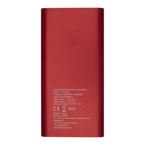 Batterie de secours sans fil Juice de 8 000 mAh Standard | Rouge | sans marquage | non disponible | non disponible