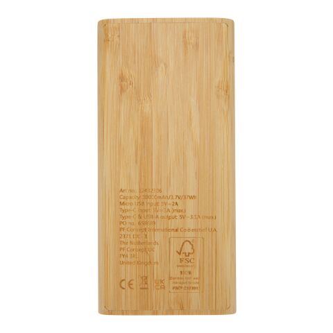 Batterie de secours Tulda de 10,000 mAh en bambou Standard | Naturel | sans marquage | non disponible | non disponible