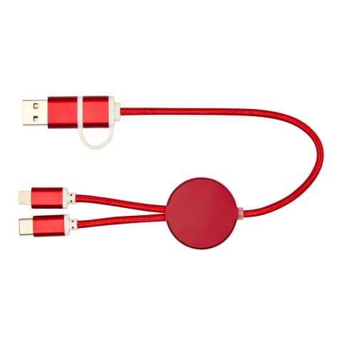 Câble 5 en 1 Alasia en aluminium et plastique recyclés de 30 cm pour la synchronisation des données et la charge rapide de 27 W Standard | Rouge | sans marquage | non disponible | non disponible