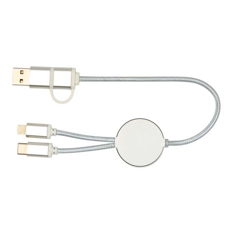 Câble 5 en 1 Alasia en aluminium et plastique recyclés de 30&nbsp;cm pour la synchronisation des données et la charge rapide de 27 W Standard | Argent | sans marquage | non disponible | non disponible